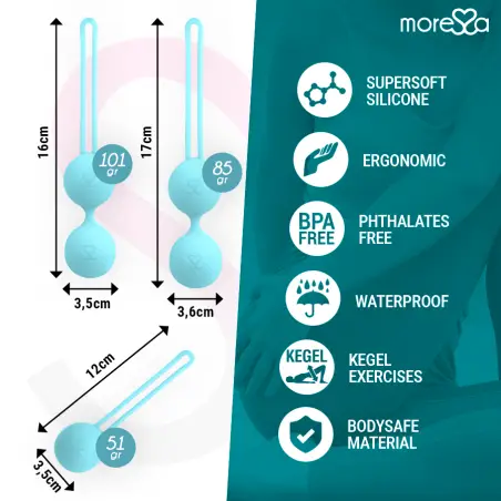 MORESSA - OSIAN SET Osian One 51 Gr / Osian Two 101 Gr / Osian Three 85 gr PREMIUM SILICONA TURQUESA 