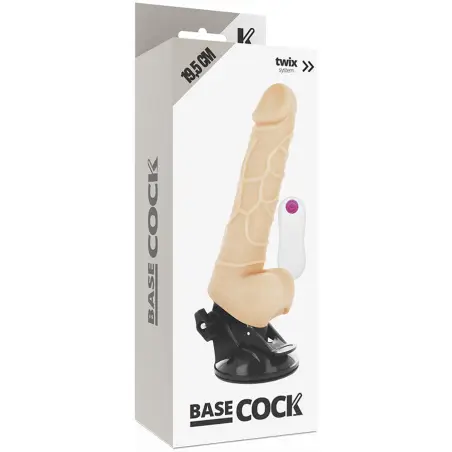 BASECOCK - VIBRADOR REALÍSTICO CONTROL REMOTO NATURAL CON TESTÍCULOS 19.5 CM -O- 4 CM 