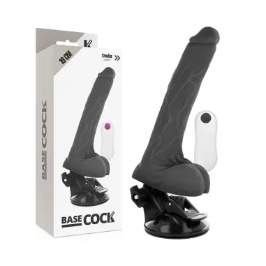 BASECOCK - VIBRADOR REALÍSTICO CONTROL REMOTO NEGRO 19 CM -O- 4 CM 