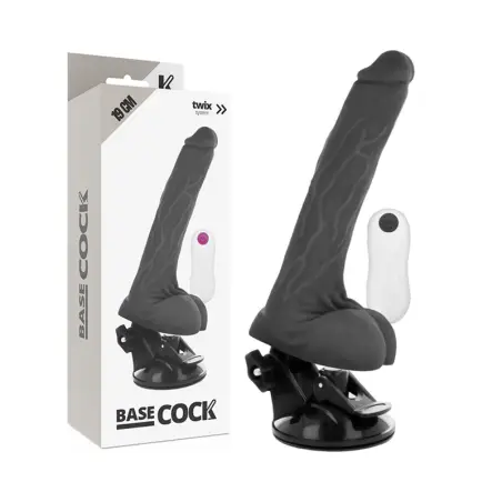 BASECOCK - VIBRADOR REALÍSTICO CONTROL REMOTO NEGRO 19 CM -O- 4 CM 