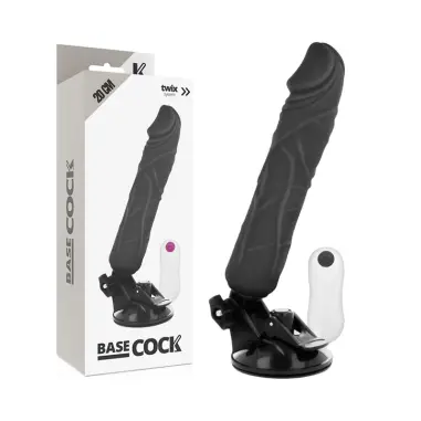 BASECOCK - VIBRADOR REALÍSTICO CONTROL REMOTO NEGRO 20 CM -O- 4 CM 