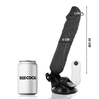BASECOCK - VIBRADOR REALÍSTICO CONTROL REMOTO NEGRO 20 CM -O- 4 CM 