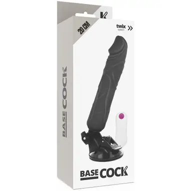 BASECOCK - VIBRADOR REALÍSTICO CONTROL REMOTO NEGRO 20 CM -O- 4 CM 