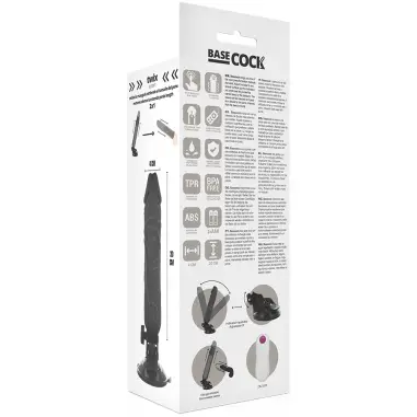 BASECOCK - VIBRADOR REALÍSTICO CONTROL REMOTO NEGRO 20 CM -O- 4 CM 