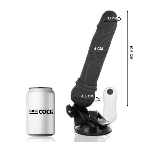 BASECOCK - VIBRADOR REALÍSTICO CONTROL REMOTO NEGRO 19.5 CM -O- 4 CM 