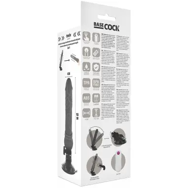 BASECOCK - VIBRADOR REALÍSTICO CONTROL REMOTO NEGRO 19.5 CM -O- 4 CM 