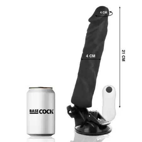 BASECOCK - VIBRADOR REALÍSTICO CONTROL REMOTO NEGRO 21 CM -O- 4 CM Vibradores control remoto
