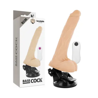 BASECOCK - VIBRADOR REALÍSTICO ARTICULABLE CONTROL REMOTO NATURAL 18.5 CM -O- 4 CM 