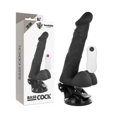 BASECOCK - VIBRADOR REALÍSTICO ARTICULABLE CONTROL REMOTO NEGRO 20 CM -O- 4.5 CM 