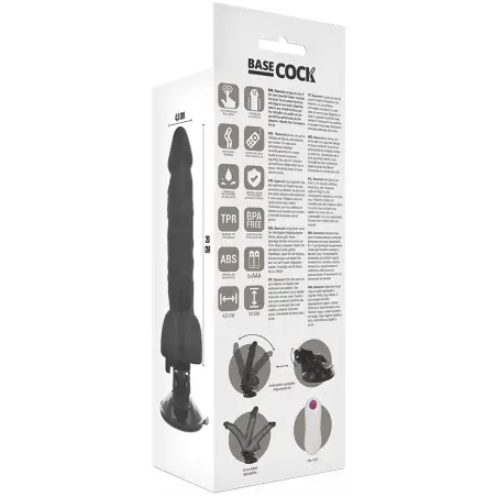 BASECOCK - VIBRADOR REALÍSTICO ARTICULABLE CONTROL REMOTO NEGRO 20 CM -O- 4.5 CM 