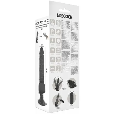 BASECOCK - VIBRADOR REALÍSTICO CONTROL REMOTO NEGRO 18.5 CM -O- 4CM 