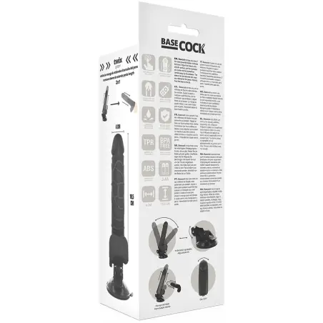 BASECOCK - VIBRADOR REALÍSTICO CONTROL REMOTO NEGRO 18.5 CM -O- 4CM 