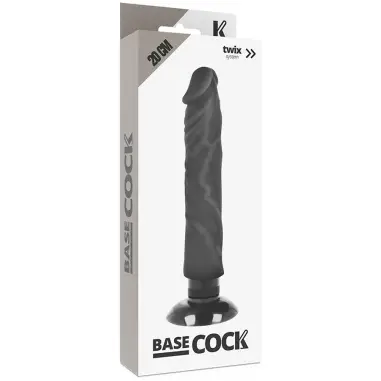 BASECOCK - VIBRADOR REALÍSTICO 2-1 NATURAL NEGRO 20 CM -O- 4 CM Vibradores Realísticos