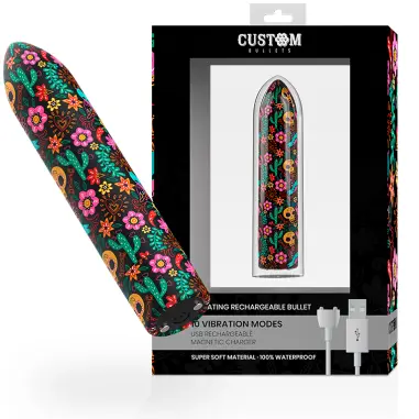 CUSTOM BULLETS - BALA RECARGABLE SKULL 10 INTENSIDADES Balas vibradoras
