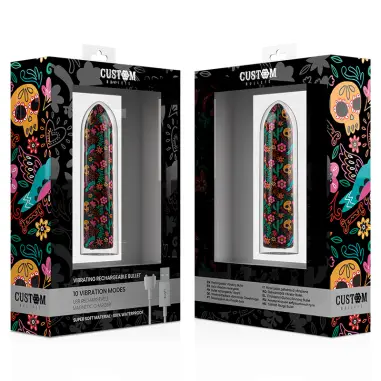 CUSTOM BULLETS - BALA RECARGABLE SKULL 10 INTENSIDADES Balas vibradoras