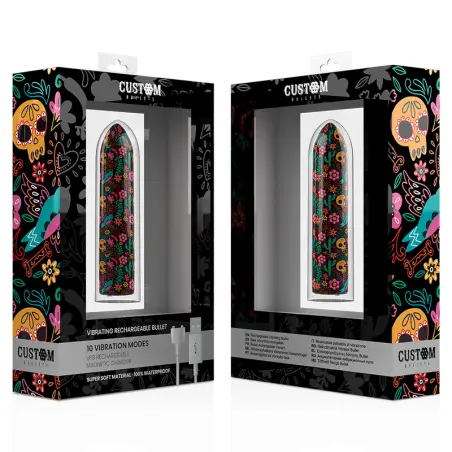 CUSTOM BULLETS - BALA RECARGABLE SKULL 10 INTENSIDADES Balas vibradoras