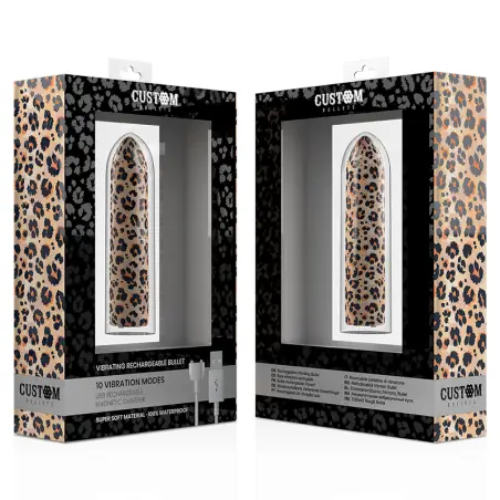 CUSTOM BULLETS - BALA RECARGABLE LEOPARD 10 INTENSIDADES Balas vibradoras