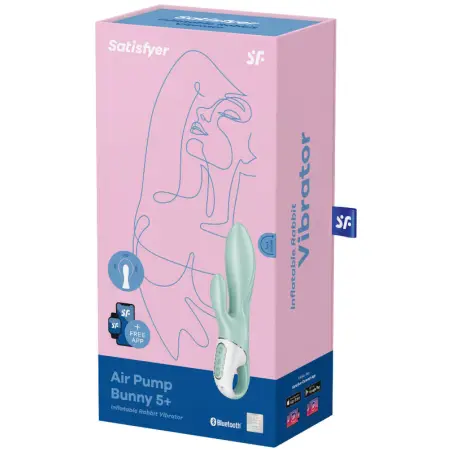 SATISFYER - AIR PUMP BUNNY 5+ VIBRADOR RABBIT INFLABLE APP VERDE Vibradores con APP