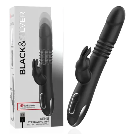 BLACK&SILVER - KENJI VIBRADOR RABBIT UP & DOWN + MANDO CONTROL REMOTO WATCHME 