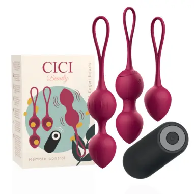 CICI BEAUTY - PREMIUM SILICONE 3 VIBRATING KEGEL BEADS REMOTE CONTROL 
