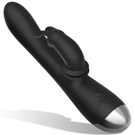 BLACK&SILVER - DJ. ADAM ESTIMULADOR RABBIT SILICONA RECARGABLE NEGRO 