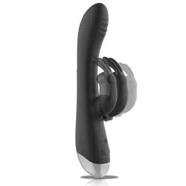 BLACK&SILVER - DJ. ADAM ESTIMULADOR RABBIT SILICONA RECARGABLE NEGRO 