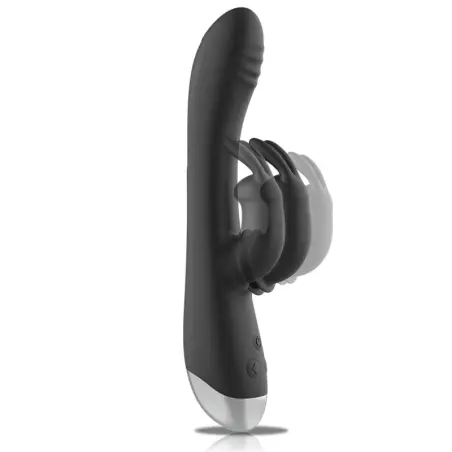 BLACK&SILVER - DJ. ADAM ESTIMULADOR RABBIT SILICONA RECARGABLE NEGRO 