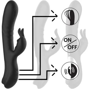 BLACK&SILVER - JAMIE VIBRADOR RABBIT EFECTO WAVE 