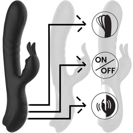 BLACK&SILVER - JAMIE VIBRADOR RABBIT EFECTO WAVE 