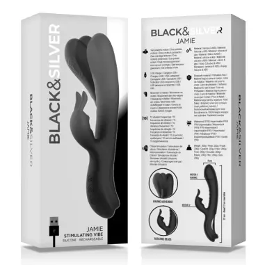 BLACK&SILVER - JAMIE VIBRADOR RABBIT EFECTO WAVE 