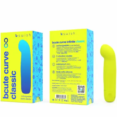 B SWISH - BCUTE CURVE INFINITE CLASSIC VIBRADOR RECARGABLE SILICONA AMARILLO 