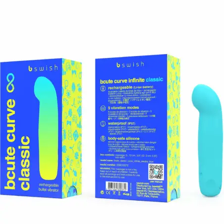 B SWISH - BCUTE CURVE INFINITE CLASSIC VIBRADOR RECARGABLE SILICONA AZUL 
