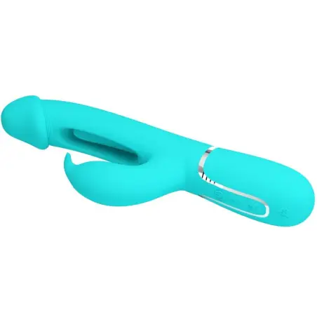 PRETTY LOVE - KAMPAS VIBRADOR RABBIT 3 EN 1 MULTIFUNCIÓN CON LENGUA VERDE AGUA 