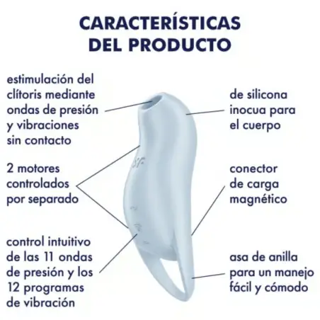 SATISFYER - POCKET PRO 1 ESTIMULADOR CLÍTORIS AZUL CLARO Para Clítoris