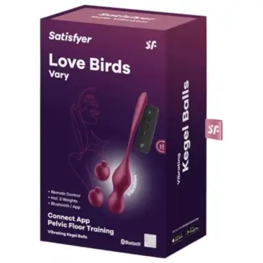 SATISFYER - LOVE BIRDS VARY BOLAS VIBRADORES APP GRATUITA ROJO VINO 
