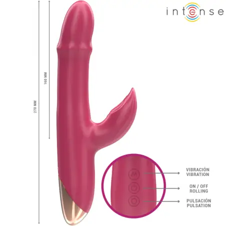 INTENSE - CHLOE VIBRADOR MULTIFUNCIÓN 3 EN 1 ROJO 