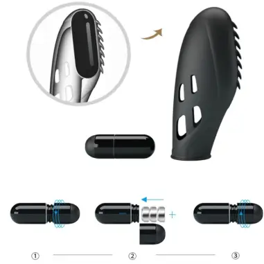 PRETTY LOVE - GILO VIBRADOR DE DEDO SILICONA NEGRO Vibradores Dedo