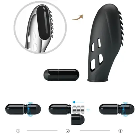 PRETTY LOVE - GILO VIBRADOR DE DEDO SILICONA NEGRO Vibradores Dedo