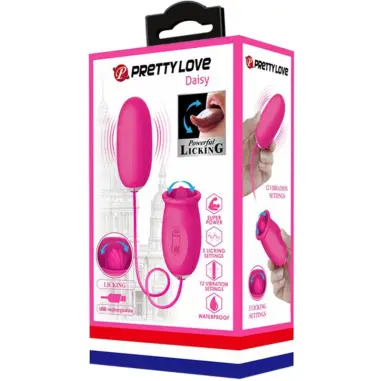 PRETTY LOVE - DAISY HUEVO VIBRADOR + LENGUA ESTIMULADORA DE CLÍTORIS ROSA Huevos vibradores