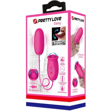 PRETTY LOVE - DAISY HUEVO VIBRADOR + LENGUA ESTIMULADORA DE CLÍTORIS ROSA Huevos vibradores