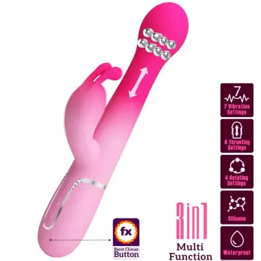 PRETTY LOVE - DEJON VIBRADOR RABBIT 3 EN 1 MULTIFUNCIÓN ROSA Vibradores HI-TECH