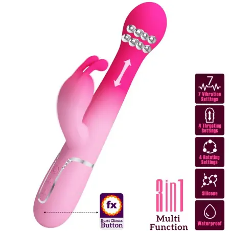 PRETTY LOVE - DEJON VIBRADOR RABBIT 3 EN 1 MULTIFUNCIÓN ROSA Vibradores HI-TECH