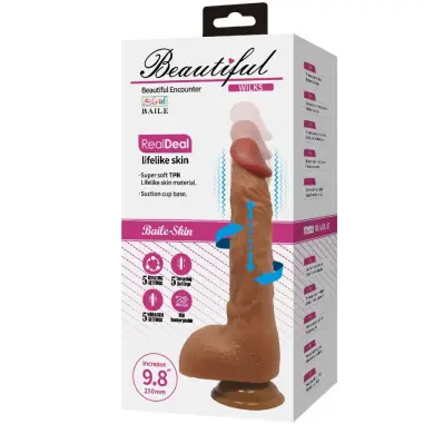 BAILE - BEAUTIFUL WILKS VIBRADOR REALÍSTICO DE 5 CONFIGURACIONES 25 CM MULATO Vibradores HI-TECH