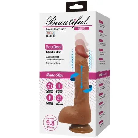 BAILE - BEAUTIFUL WILKS VIBRADOR REALÍSTICO DE 5 CONFIGURACIONES 25 CM MULATO Vibradores HI-TECH