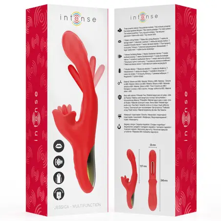 INTENSE - JESSICA VIBRADOR MULTIFUNCIÓN ESTIMULACIÓN CLÍTORIS 24.8 CM ROJO 