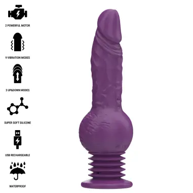 INTENSE - TATUM VIBRADOR MULTIFUNCIÓN CON VIBRACIÓN UP AND DOWN 24 CM MORADO 