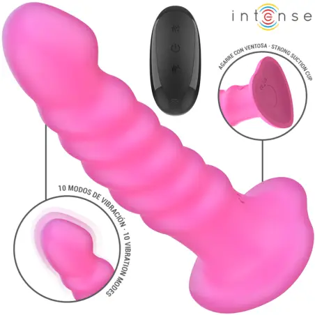 INTENSE - CINDY VIBRADOR TALLA L DISEÑO EN ESPIRAL 10 VIBRACIONES ROSA CONTROL REMOTO 