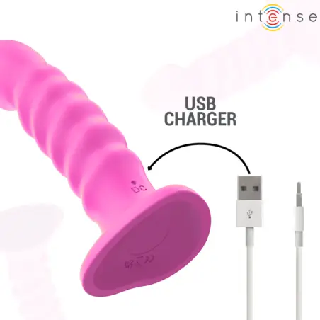 INTENSE - CINDY VIBRADOR TALLA L DISEÑO EN ESPIRAL 10 VIBRACIONES ROSA CONTROL REMOTO 