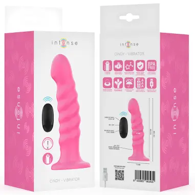 INTENSE - CINDY VIBRADOR TALLA L DISEÑO EN ESPIRAL 10 VIBRACIONES ROSA CONTROL REMOTO 