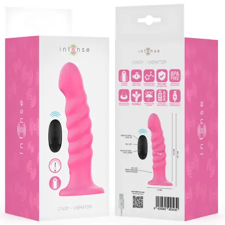 INTENSE - CINDY VIBRADOR TALLA L DISEÑO EN ESPIRAL 10 VIBRACIONES ROSA CONTROL REMOTO 